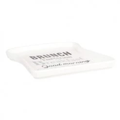 Maisons Du Monde Plats, Saladiers Et Coupelles Assiette Tartine En Porcelaine Blanche Imprimée