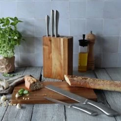 OGO Living Découpe Bloc à Couteau Et 5 Couteaux En Acacia Et Inox -saladiers et coupelles Soldes bloc a couteau et 5 couteaux en acacia et inox 3