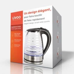 Livoo Théières Bouilloire En Verre Noir -saladiers et coupelles Soldes bouilloire en verre noir 3