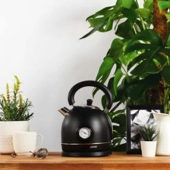 Livoo Théières Bouilloire Rétro Avec Thermomètre En Acier Inoxydable Noir -saladiers et coupelles Soldes bouilloire retro avec thermometre en acier inoxydable noir 2