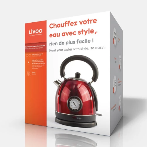 Livoo Théières Bouilloire Rétro Avec Thermomètre En Acier Inoxydable Rouge 6 Livoo Théières Bouilloire Rétro Avec Thermomètre En Acier Inoxydable Rouge – Image 4