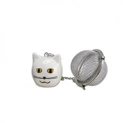 Faye Théières Boule à Thé Breloque Chat Blanc 3,5cm