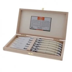 Jean Dubost Découpe Coffret De 6 Couteaux 2,5 Mm Ivoire En Inox Beige