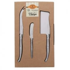 Jean Dubost Découpe Coffret Fromage 3 Pièces Fromage Laguiole En Inox Argent