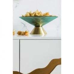 Kare Design Plats, Saladiers Et Coupelles Coupe En Verre Vert Et Acier Doré D35 -saladiers et coupelles Soldes coupe en verre vert et acier dore d35 4