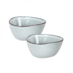 Maisons Du Monde Plats, Saladiers Et Coupelles Coupelle En Grès Bleu Gris H4 - Lot De 2