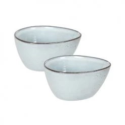 Maisons Du Monde Plats, Saladiers Et Coupelles Coupelle En Grès Bleu Gris H6 - Lot De 2
