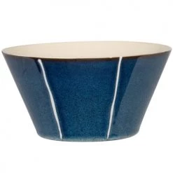 Maisons Du Monde Plats, Saladiers Et Coupelles Coupelle En Grès Bleu Nuit, Jaune Moutarde Et Blanc D16 - Lot De 2