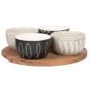 Maisons Du Monde Plats Apéritif Et Accessoires Coupelles Apéritives En Grès Motifs Graphiques Noirs Et Beiges (x4) Et Plateau En Acacia -saladiers et coupelles Soldes coupelles aperitives en gres motifs graphiques noirs et beiges x4 et plateau en acacia 1000 0 3 216852 1