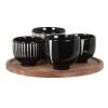 Maisons Du Monde Plats Apéritif Et Accessoires Coupelles Apéritives En Grès Noir Et Crème (x4) Avec Socle En Bois D'acacia -saladiers et coupelles Soldes coupelles aperitives en gres noir et creme x4 avec socle en bois d acacia 1000 4 5 227719 1