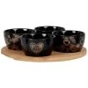Maisons Du Monde Plats Apéritif Et Accessoires Coupelles Apéritives En Grès Noir Et Doré (x4) Avec Support En Bambou -saladiers et coupelles Soldes coupelles aperitives en gres noir et dore x4 avec support en bambou 1000 16 11 228955 1