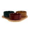 Maisons Du Monde Plats Apéritif Et Accessoires Coupelles Apéritives En Grès Rouge, Jaune Et Vert (x3) Et Support En Bambou -saladiers et coupelles Soldes coupelles aperitives en gres rouge jaune et vert x3 et support en bambou 1000 10 36 228898 1