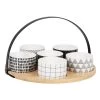 Maisons Du Monde Plats Apéritif Et Accessoires Coupelles Apéritives En Porcelaine Noire Et Blanche (x6) Et Plateau En Bambou -saladiers et coupelles Soldes coupelles aperitives en porcelaine noire et blanche x6 et plateau en bambou 1000 8 20 215024 1