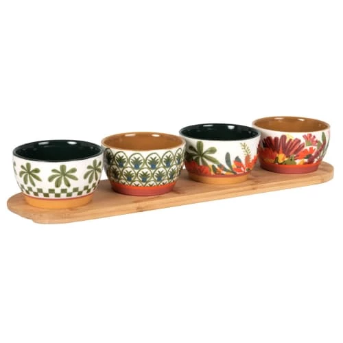 Maisons Du Monde Plats Apéritif Et Accessoires Coupelles Apéritives Multicolore (x4) Et Support En Bois De Bambou 3 Maisons Du Monde Plats Apéritif Et Accessoires Coupelles Apéritives Multicolore (x4) Et Support En Bois De Bambou