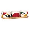 Maisons Du Monde Plats Apéritif Et Accessoires Coupelles Apéritives (x3) En Grès Blanc, Bleu, Jaune, Rouge Et Rose Avec Support En Bois De Bambou -saladiers et coupelles Soldes coupelles aperitives x3 en gres blanc bleu jaune rouge et rose avec support en bois de bambou 1000 1 6 228294 1