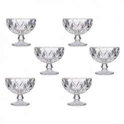Wadiga Plats, Saladiers Et Coupelles Coupes à Glace En Verre Bordure Dorée H10,5cm - Lot De 6