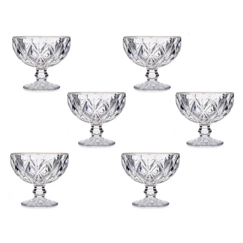 Wadiga Plats, Saladiers Et Coupelles Coupes à Glace En Verre Bordure Dorée H10,5cm - Lot De 6 3 Wadiga Plats, Saladiers Et Coupelles Coupes à Glace En Verre Bordure Dorée H10,5cm - Lot De 6