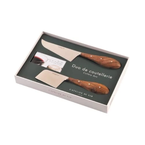 L'Atelier Du Vin Découpe Couteaux à Fromage Acier Et Noyer Massif Brun 4 L'Atelier Du Vin Découpe Couteaux à Fromage Acier Et Noyer Massif Brun – Image 2