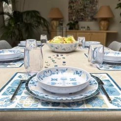 Les Jardins De La Comtesse Plats, Saladiers Et Coupelles Grand Saladier En Mélamine Pure Incassable Bleu Et Beige 31 Cm -saladiers et coupelles Soldes grand saladier en melamine pure incassable bleu et beige 31 cm 2