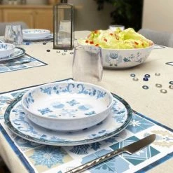 Les Jardins De La Comtesse Plats, Saladiers Et Coupelles Grand Saladier En Mélamine Pure Incassable Bleu Et Beige 31 Cm -saladiers et coupelles Soldes grand saladier en melamine pure incassable bleu et beige 31 cm 3