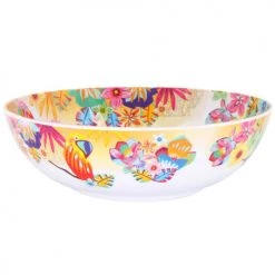 Les Jardins De La Comtesse Plats, Saladiers Et Coupelles Grand Saladier Mélamine Motif Perroquet Sur Dégradé Orange 31 Cm