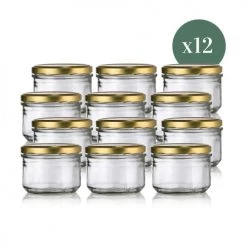 Little Pots Vaisselle De Noël Lot De 12 Pots Verrines 262ml Avec Couvercles Or - Rondelette