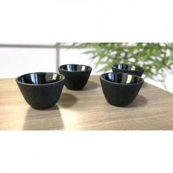Novastyl Théières Lot De 4 Tasses à Thé En Fonte Noire Mate Intérieur Verni 12cL -saladiers et coupelles Soldes lot de 4 tasses a the en fonte noire mate interieur verni 12cl 2