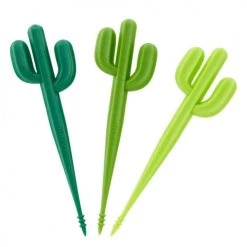 Qualy Design Plats Apéritif Et Accessoires Piques Apéritif Cactus - Lot De 6