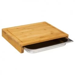 Five Simply Smart Planche à Découper En Bambou Avec Bac Inox - 35x28x5.5cm