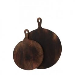 LANADECO Planche à Découper Ronde Bois Marron Foncé -saladiers et coupelles Soldes planche a decouper ronde bois marron fonce 2
