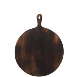 LANADECO Planche à Découper Ronde Bois Marron Foncé