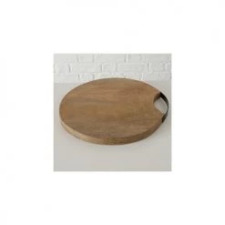 Wadiga Planche à Découper Ronde En Bois Et Métal Noir D33cm -saladiers et coupelles Soldes planche a decouper ronde en bois et metal noir d33cm 2