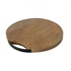 Wadiga Planche à Découper Ronde En Bois Et Métal Noir D33cm