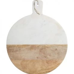 MasterClass Découpe Planche à Pagaie Ronde En Bois Et Marbre Marron Et Gris