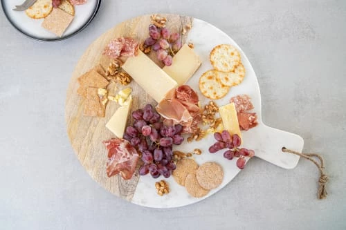 MasterClass Découpe Planche à Pagaie Ronde En Bois Et Marbre Marron Et Gris 5 MasterClass Découpe Planche à Pagaie Ronde En Bois Et Marbre Marron Et Gris – Image 4