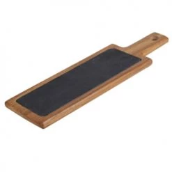 Wadiga Plats Apéritif Et Accessoires Planche à Tapas Bois D'acacia Et Ardoise 37x12x1,5cm