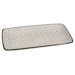 Maisons Du Monde Vaisselle De Noël Plat à Cake En Grès à Motifs Noirs Et Blancs