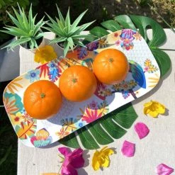 Les Jardins De La Comtesse Plats, Saladiers Et Coupelles Plat à Cake Rectangulaire En Mélamine 37,5 Cm Avec Motif Perroquet -saladiers et coupelles Soldes plat a cake rectangulaire en melamine 37 5 cm avec motif perroquet 1