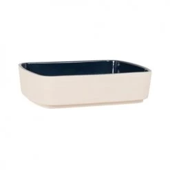 Maisons Du Monde Plats, Saladiers Et Coupelles Plat à Gratin Rectangulaire Petit Modèle En Grès écru Et Bleu Gris