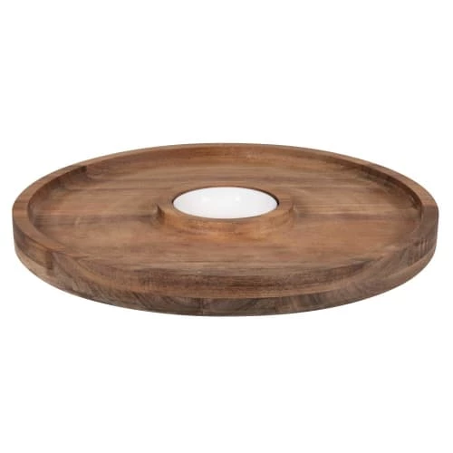 Maisons Du Monde Plats Apéritif Et Accessoires Plat à Tapas En Bois D'acacia Et Céramique Blanche D28 4 Maisons Du Monde Plats Apéritif Et Accessoires Plat à Tapas En Bois D'acacia Et Céramique Blanche D28 – Image 2