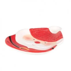 Maisons Du Monde Vaisselle De Noël Plat Apéritif Père Noël En Faïence Rouge Et Blanche