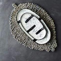 Madam Stoltz Plats, Saladiers Et Coupelles Plat De Service En Céramique Blanc Et Bleu -saladiers et coupelles Soldes plat de service en ceramique blanc et bleu 1