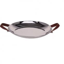 Wadiga Plats, Saladiers Et Coupelles Plat De Service En Inox Avec Poignées Similicuir Marron D41,5cm