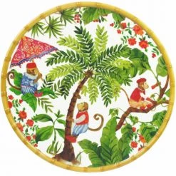 Les Jardins De La Comtesse Plats, Saladiers Et Coupelles Plat De Service Rond En Mélamine 35,5 Cm Décoré Par Des Singes De Bali