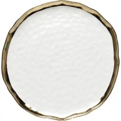 Kare Design Plats, Saladiers Et Coupelles Plat En Porcelaine Blanche Et Dorée D31
