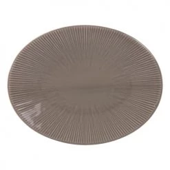Table Passion Plats, Saladiers Et Coupelles Plat Ovale Bohémia 41,5 Cm En Grès Gris