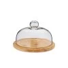 Kela Plats, Saladiers Et Coupelles Plateau à Fromage Rond Bambou Et Cloche En Verre 24x15,5cm -saladiers et coupelles Soldes plateau a fromage rond bambou et cloche en verre 24x15 5cm