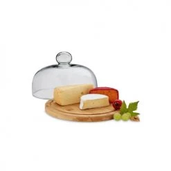 Kela Plats, Saladiers Et Coupelles Plateau à Fromage Rond Bambou Et Cloche En Verre 24x15,5cm -saladiers et coupelles Soldes plateau a fromage rond bambou et cloche en verre 24x15 5cm 2