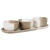 Maisons Du Monde Plats Apéritif Et Accessoires Plateau Apérétif 3 Bols En Porcelaine Blancs Et Kaki -saladiers et coupelles Soldes plateau aperetif 3 bols en porcelaine blancs et kaki 1000 9 9 227231 1