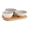 Maisons Du Monde Plats Apéritif Et Accessoires Plateau Apéritif En Bambou 3 Bols En Faïence Blanche Et Jaune Moutarde Imprimée -saladiers et coupelles Soldes plateau aperitif en bambou 3 bols en faience blanche et jaune moutarde imprimee 1000 12 8 205049 1